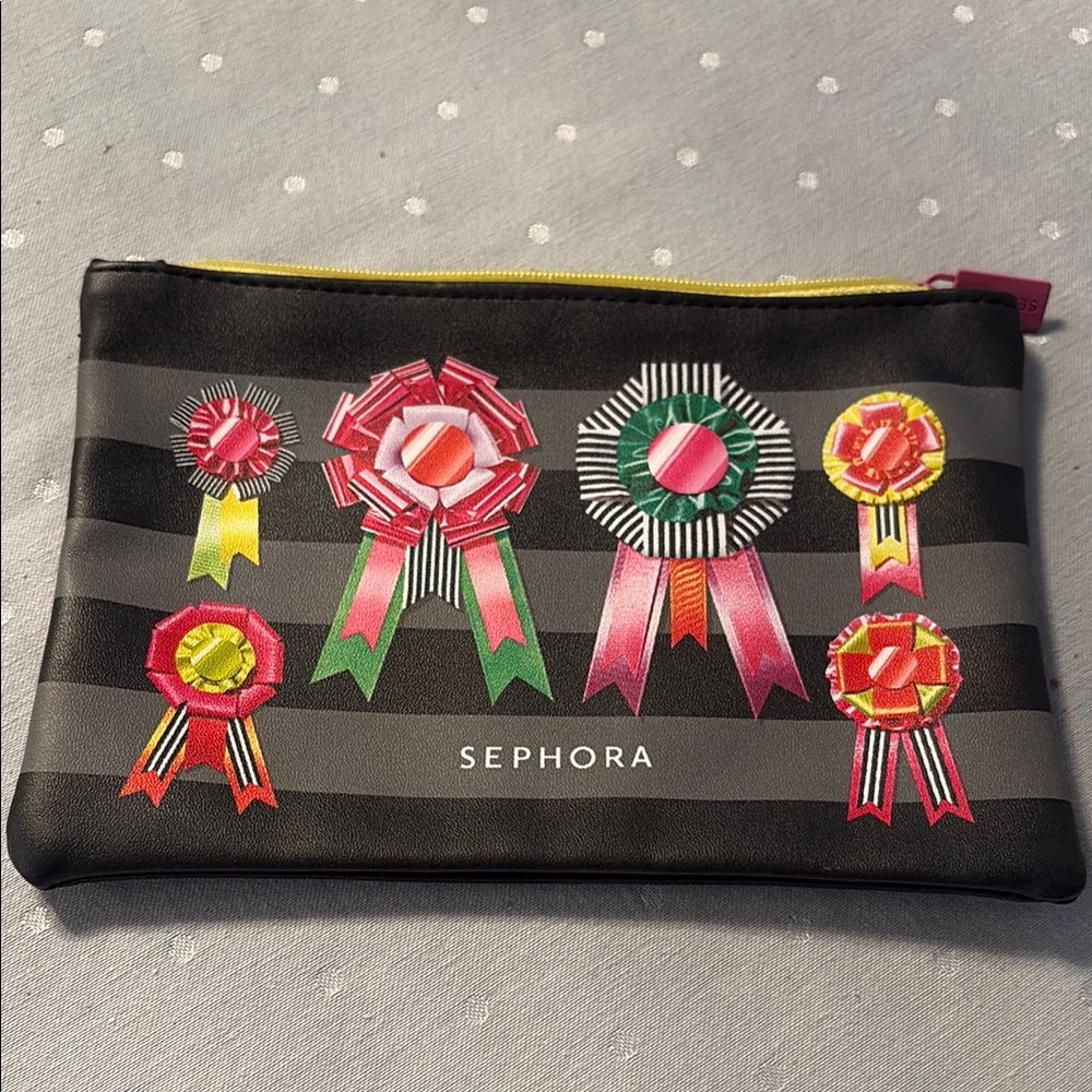 Sephora Black Pouch with Colorful Ribbon Accents